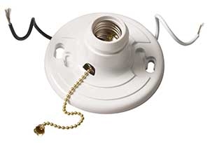 Plastic Lamp Holder with Pull Chain and Conductors