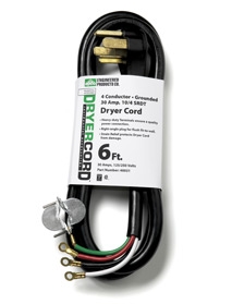 Black 6-FT Dryer Cord