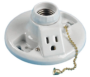 Porcelain lamp holder with outlet on sale
