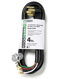 Black 4-FT Dryer Cord